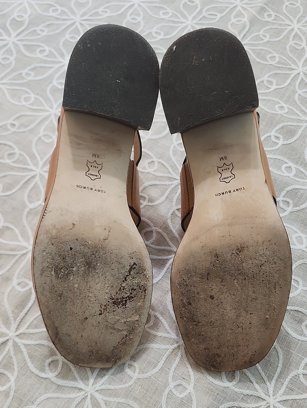 Tory Burch Eleanor Heel Leather Sandals Size 8 - Picture 14 of 14
